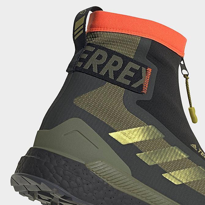 Front view of Men's adidas Terrex Free Hiker Cold.RDY Hiking Boots in Focus Olive/Pulse Olive/Impact Orange Click to zoom