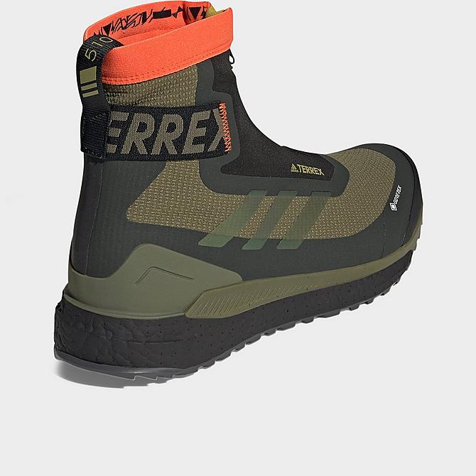 Left view of Men's adidas Terrex Free Hiker Cold.RDY Hiking Boots in Focus Olive/Pulse Olive/Impact Orange Click to zoom