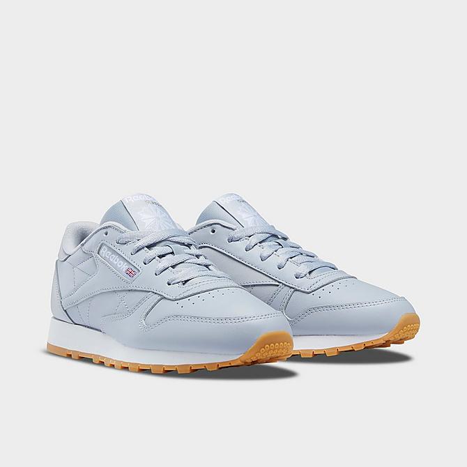 Three Quarter view of Women's Reebok Classic Leather Casual Shoes in Cold Grey/Cold Grey/Footwear White Click to zoom