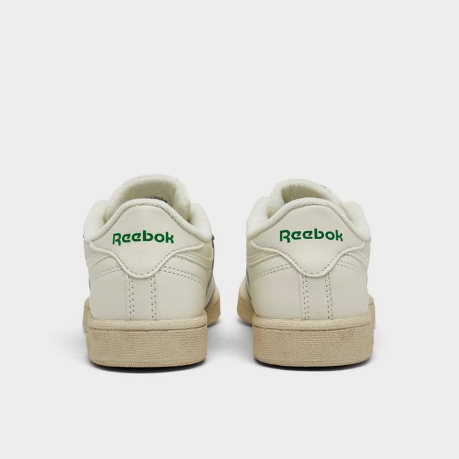 Left view of Boys' Little Kids' Reebok Club C Casual Shoes in Chalk/Chalk/Green Click to zoom