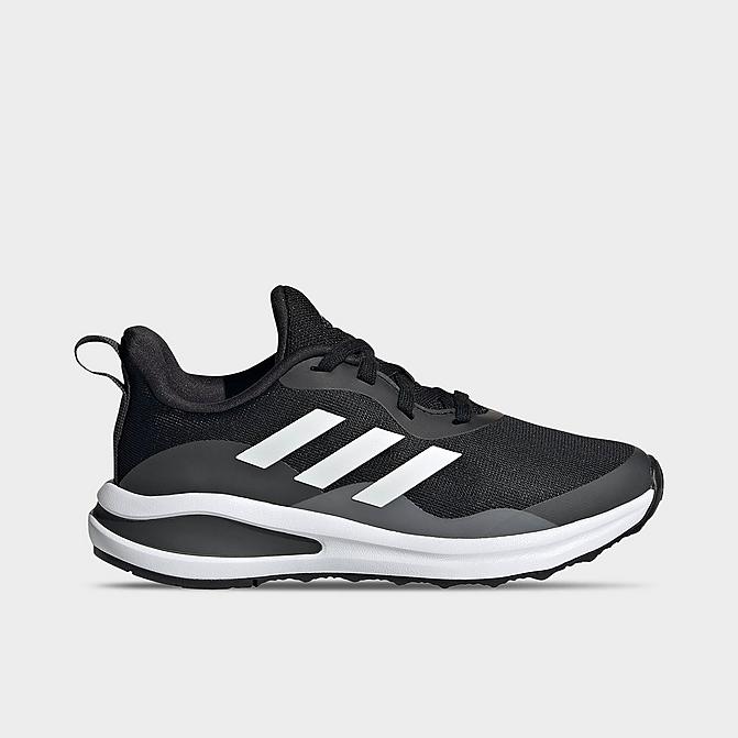 Right view of Big Kids' adidas FortaRun Lace Running Shoes in Black/White/Grey Click to zoom