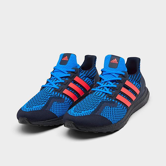Three Quarter view of Men's adidas UltraBOOST 5.0 DNA Running Shoes in Legend Ink/Turbo/Blue Rush Click to zoom
