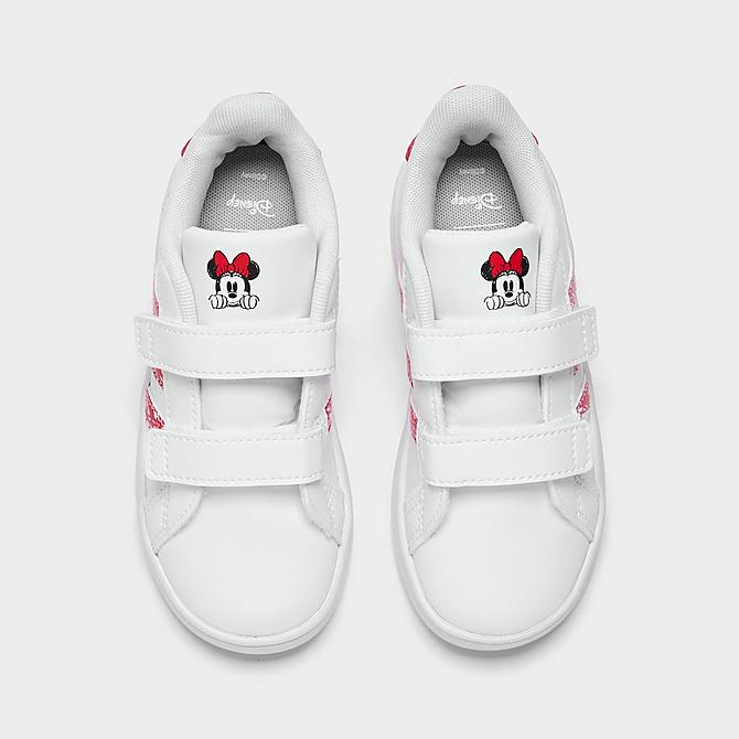 Back view of Girls' Toddler adidas Essentials Grand Court Disney Frozen Casual Shoes in Cloud White/Cloud White/Ray Red Click to zoom