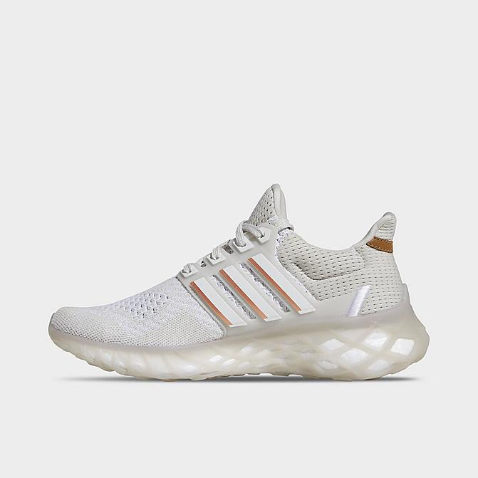 Right view of Women's adidas UltraBOOST Web DNA 1.0 Running Shoes in Grey/Cloud White/Copper Metallic Click to zoom