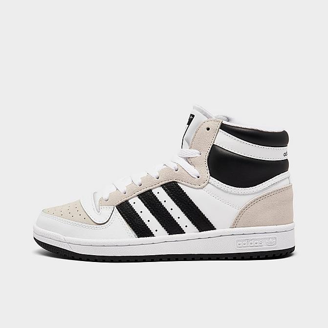 Right view of Big Kids' adidas Originals Top Ten Mid Casual Shoes in White/Black/Cream Click to zoom