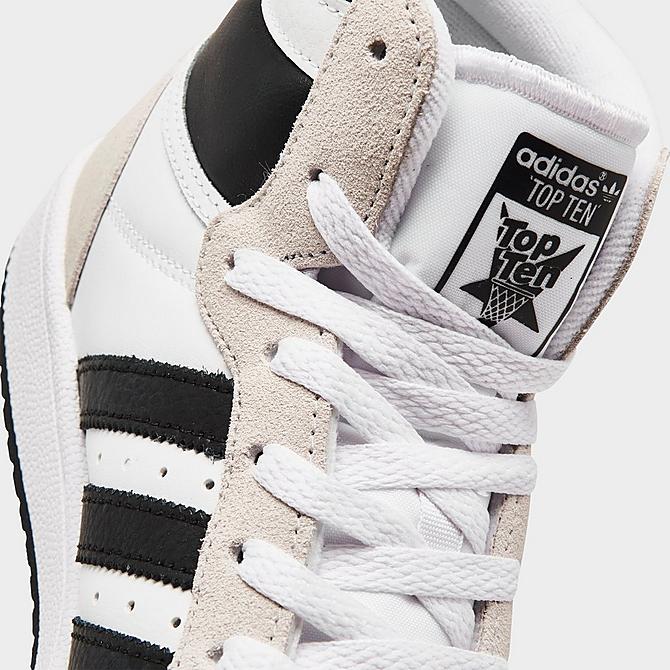 Front view of Big Kids' adidas Originals Top Ten Mid Casual Shoes in White/Black/Cream Click to zoom