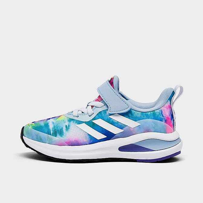 Right view of Girls' Little Kids' adidas x Disney Fortarun Stretch Lace Running Shoes in Tie-Dye Click to zoom
