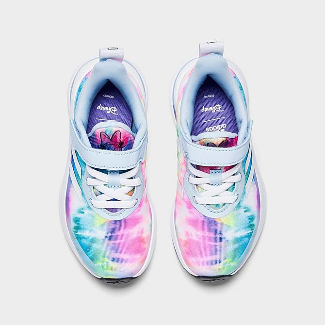 Back view of Girls' Little Kids' adidas x Disney Fortarun Stretch Lace Running Shoes in Tie-Dye Click to zoom