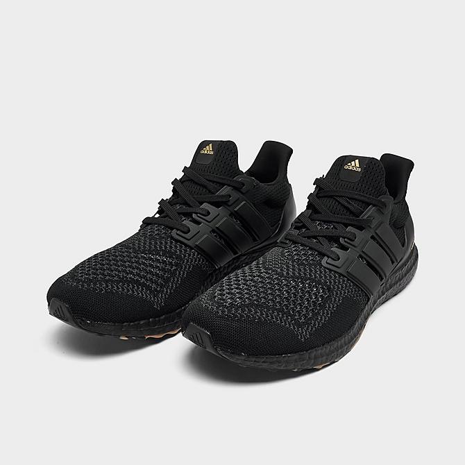 Three Quarter view of Men's adidas UltraBOOST 1.0 DNA Running Shoes in Core Black/Black/Gum Click to zoom