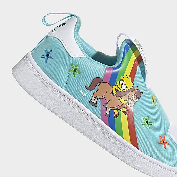 Front view of Girls' Little Kids' adidas Originals x The Simpsons Superstar 360 Casual Shoes in Cloud White/Multi Click to zoom