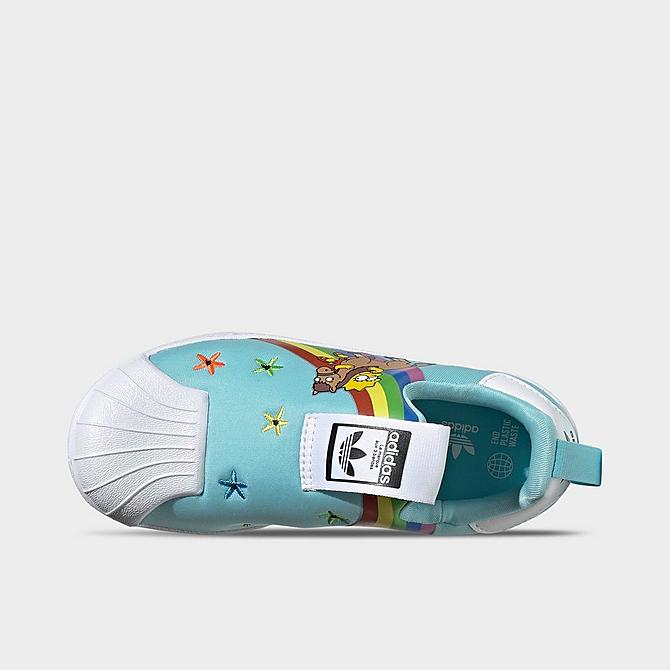 Back view of Girls' Little Kids' adidas Originals x The Simpsons Superstar 360 Casual Shoes in Cloud White/Multi Click to zoom