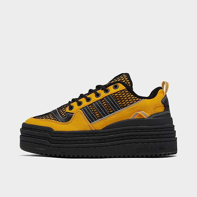 Right view of Women's adidas Originals Triple Platforum Low Casual Shoes in Crew Yellow/Core Black/Silver Metallic Click to zoom