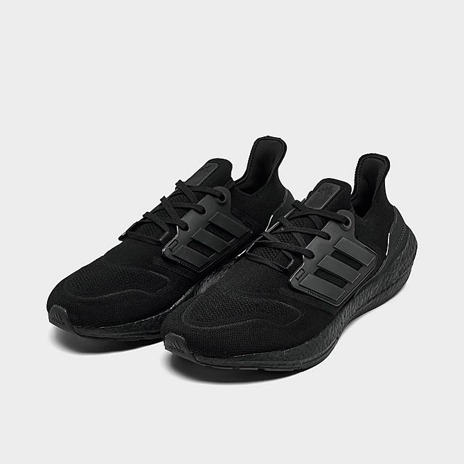 Three Quarter view of Men's adidas UltraBOOST 22 Running Shoes in Core Black/Core Black Click to zoom