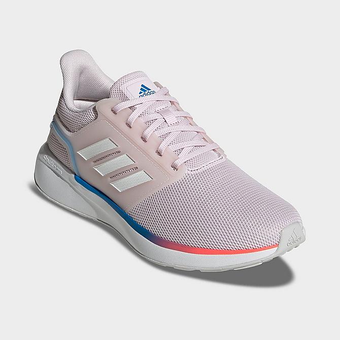 Three Quarter view of Women's adidas EQ19 Running Shoes in Almost Pink/White/Turbo Click to zoom