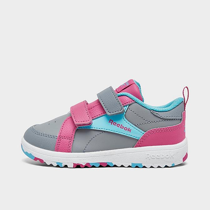 Right view of Kids' Toddler Reebok Weebok Clasp Low Casual Shoes in Pure Grey 4/Digital Blue/True Pink Click to zoom