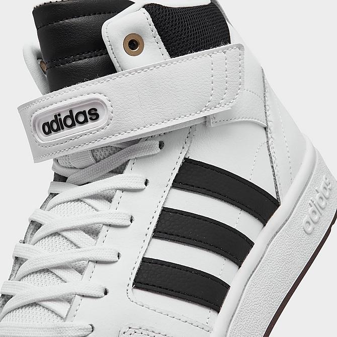 Front view of Men's adidas Essentials Postmove Mid Casual Shoes in Cloud White/Core Black/Gold Metallic; Click to zoom