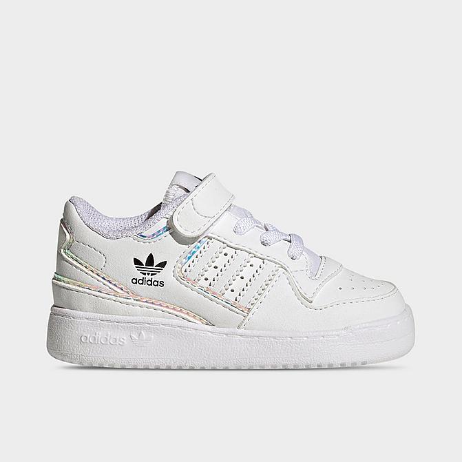 Right view of Kids' Toddler adidas Originals Forum Low Stretch Lace Recycled Casual Shoes in Cloud White/Cloud White/Core Black Click to zoom