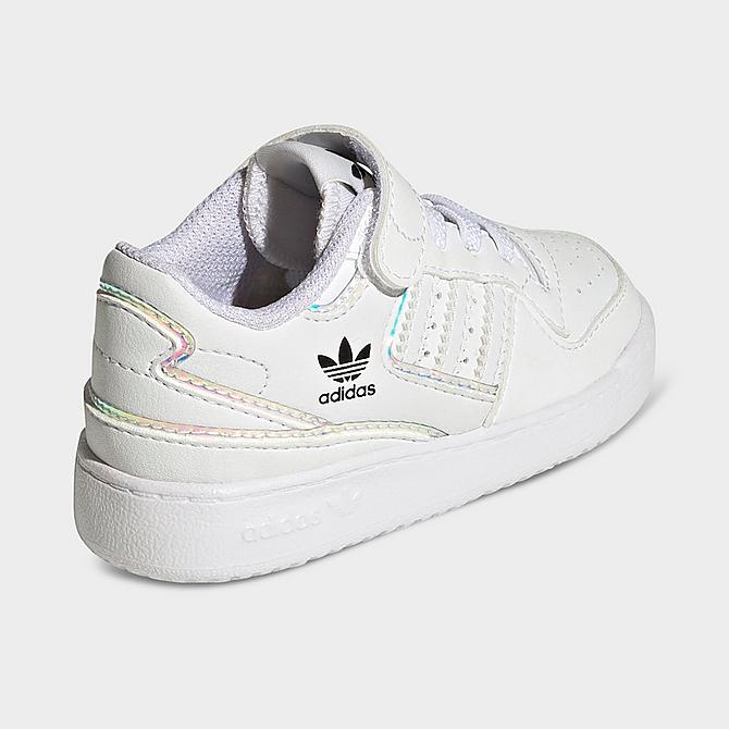 Left view of Kids' Toddler adidas Originals Forum Low Stretch Lace Recycled Casual Shoes in Cloud White/Cloud White/Core Black Click to zoom