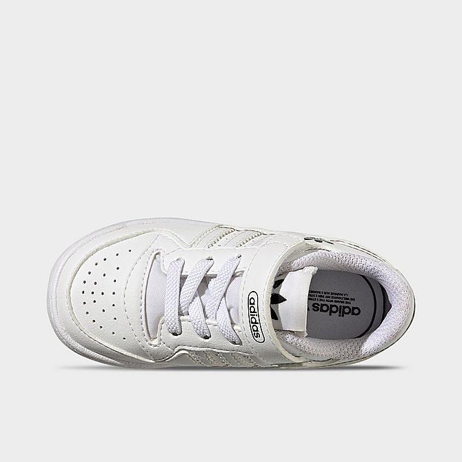 Back view of Kids' Toddler adidas Originals Forum Low Stretch Lace Recycled Casual Shoes in Cloud White/Cloud White/Core Black Click to zoom