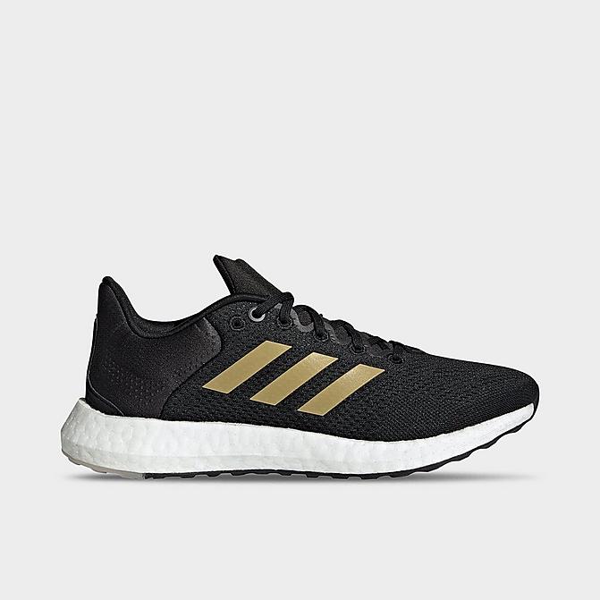 Right view of Women's adidas Pureboost 21 Running Shoes in Black/Gold Metallic/Grey Click to zoom
