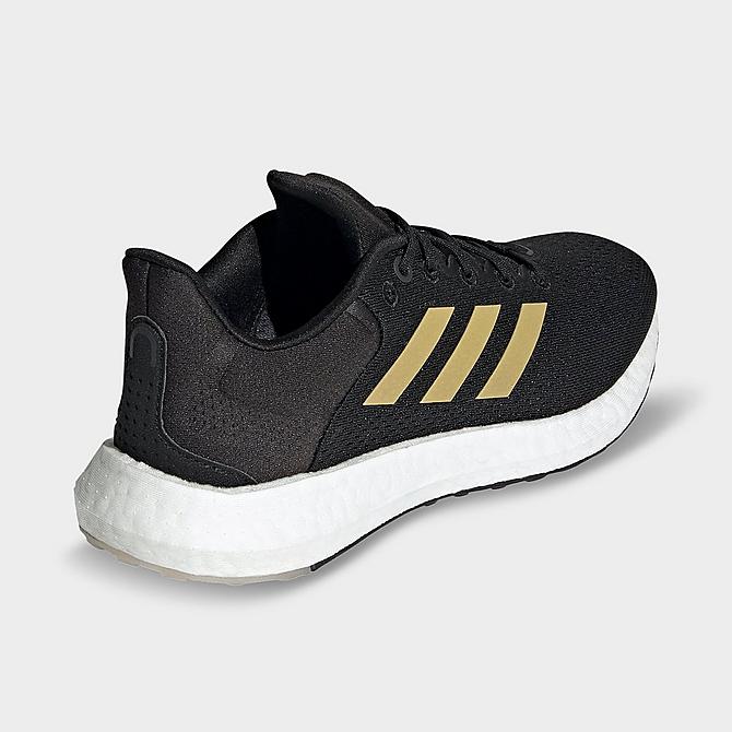 Front view of Women's adidas Pureboost 21 Running Shoes in Black/Gold Metallic/Grey Click to zoom