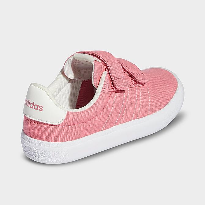 Left view of Girls' Little Kids' adidas VULCRAID3R Skateboarding Shoes in Rose Tone/Cloud White/Cloud White Click to zoom