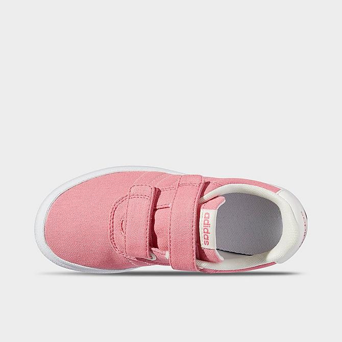 Back view of Girls' Little Kids' adidas VULCRAID3R Skateboarding Shoes in Rose Tone/Cloud White/Cloud White Click to zoom