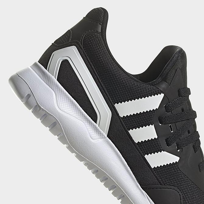 Front view of Big Kids' adidas Originals Flex Recycled Casual Shoes in Core Black/White Click to zoom