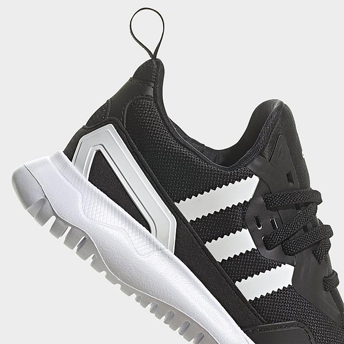 Front view of Little Kids' adidas Originals Flex Recycled Casual Shoes in Core Black/White Click to zoom