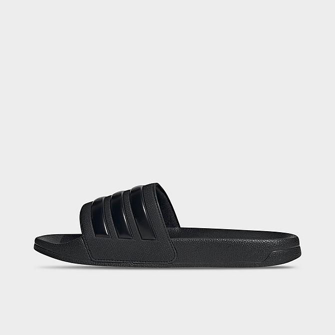 Right view of Men's adidas Originals Adilette Shower Slide Sandals in Core Black/Core Black/Core Black Click to zoom