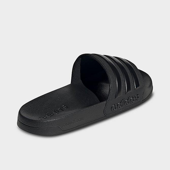 Left view of Men's adidas Originals Adilette Shower Slide Sandals in Core Black/Core Black/Core Black Click to zoom