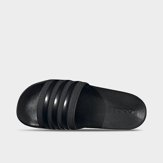 Back view of Men's adidas Originals Adilette Shower Slide Sandals in Core Black/Core Black/Core Black Click to zoom