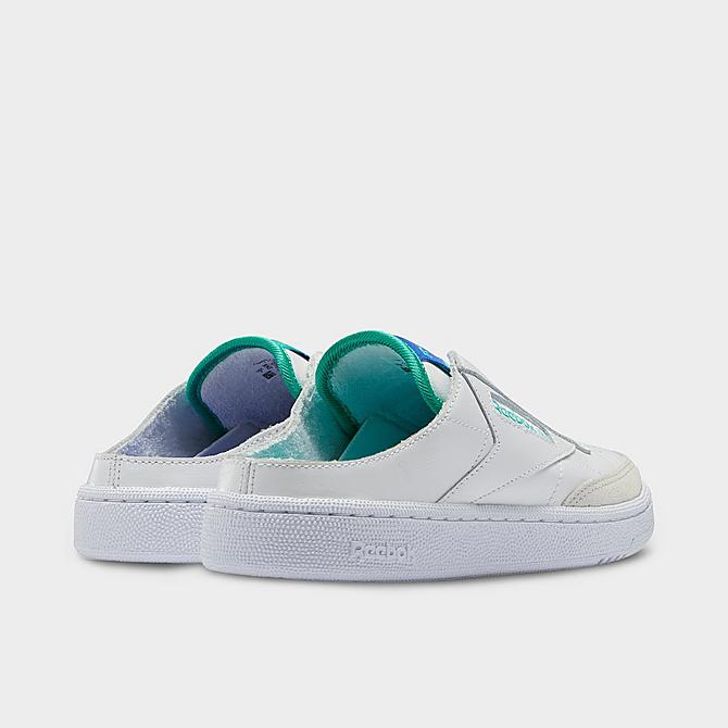 Left view of Women's Reebok Club C Laceless Mule Casual Shoes in Footwear White/Bright Cobalt/Future Teal Click to zoom