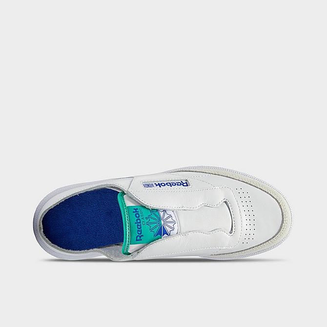 Back view of Women's Reebok Club C Laceless Mule Casual Shoes in Footwear White/Bright Cobalt/Future Teal Click to zoom