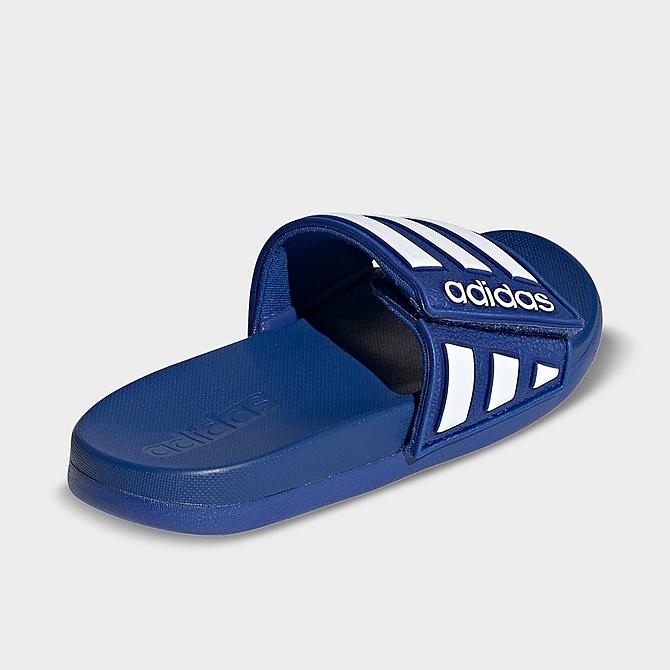 Front view of Little Kids' adidas Adilette Comfort Slide Sandals in Team Royal Blue/White/Team Royal Blue Click to zoom