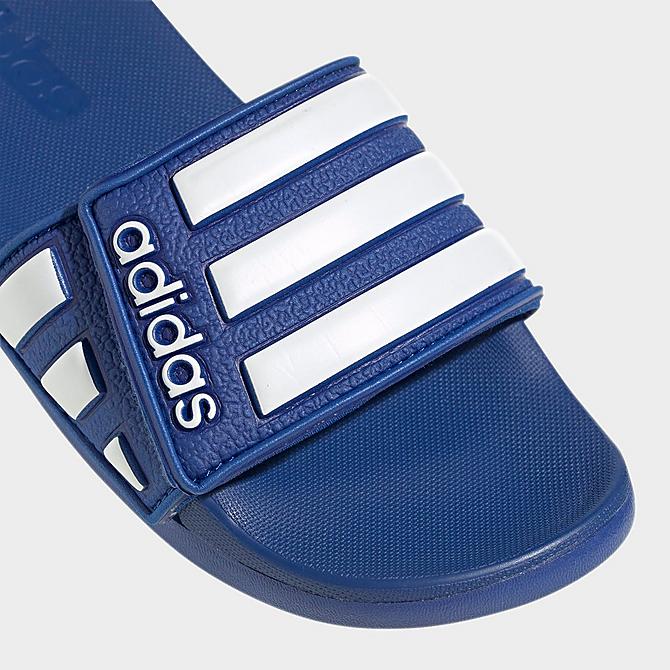 Left view of Little Kids' adidas Adilette Comfort Slide Sandals in Team Royal Blue/White/Team Royal Blue Click to zoom