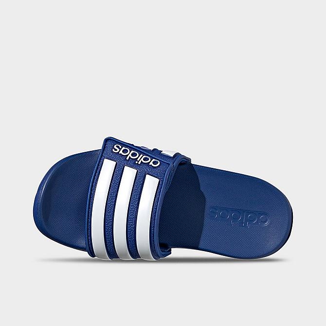 Back view of Little Kids' adidas Adilette Comfort Slide Sandals in Team Royal Blue/White/Team Royal Blue Click to zoom