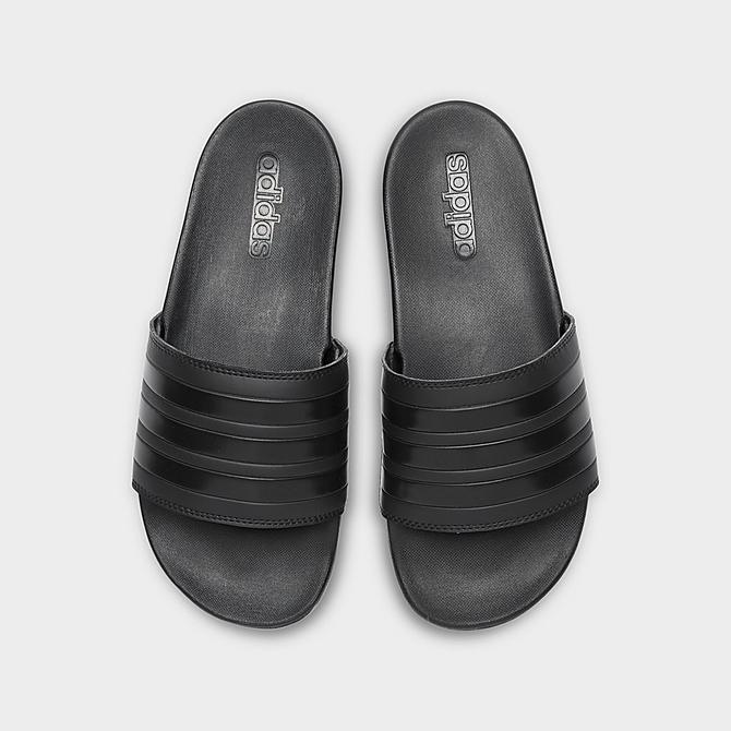 Back view of Men's adidas Essentials Adilette Comfort Slide Sandals in Black/Black/Black Click to zoom