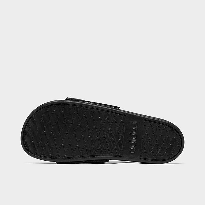 Bottom view of Men's adidas Essentials Adilette Comfort Slide Sandals in Black/Black/Black Click to zoom