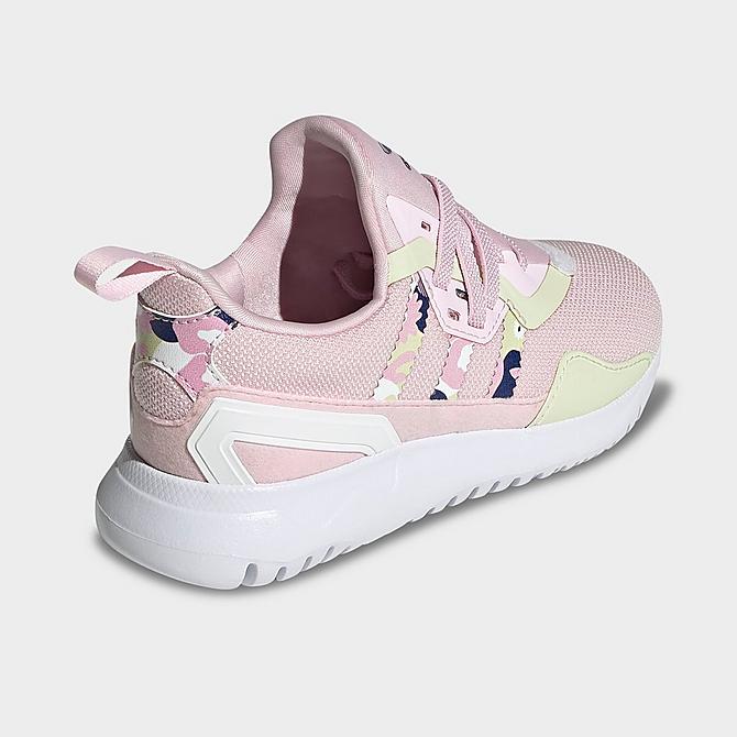 Left view of Girls' Little Kids' adidas Originals Flex Casual Shoes in Clear Pink/Cloud White/Almost Lime Click to zoom