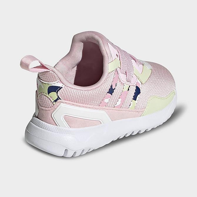Left view of Girls' Toddler adidas Originals Flex Casual Shoes in Clear Pink/Cloud White/Almost Lime Click to zoom