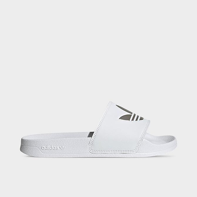 Right view of Women's adidas Adilette Lite Slide Sandals in Cloud White/Cloud White/Matte Silver Click to zoom