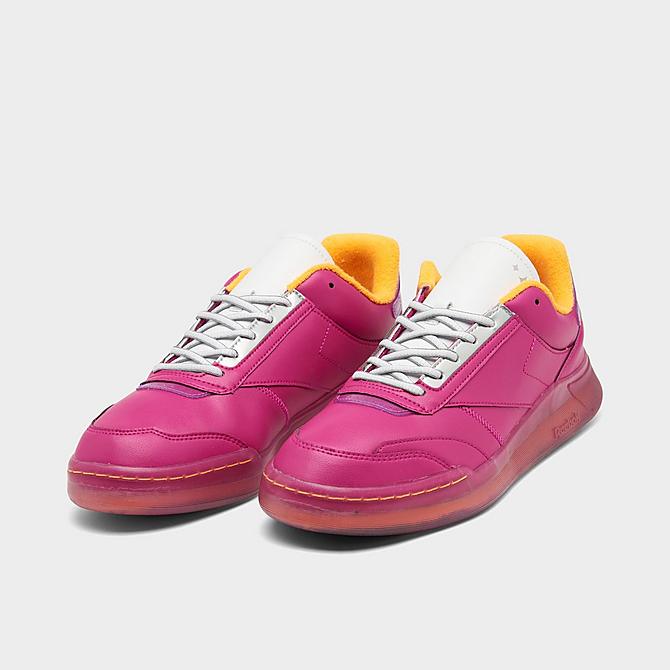 Three Quarter view of Reebok x The Jetsons Club C Legacy Casual Shoes in Brilliant Pink/Footwear White/Grape Punch Click to zoom