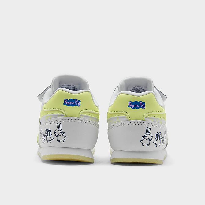 Left view of Girls' Toddler Reebok Peppa Pig Royal Classic Jogger 3.0 1V Casual Shoes in FTW White/Energy Glow Click to zoom