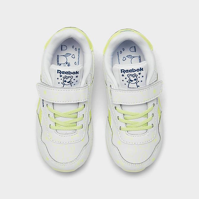 Back view of Girls' Toddler Reebok Peppa Pig Royal Classic Jogger 3.0 1V Casual Shoes in FTW White/Energy Glow Click to zoom