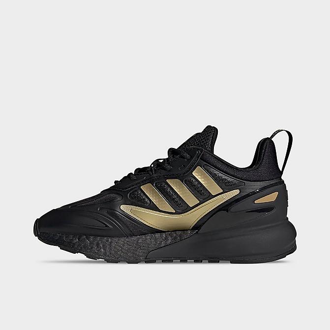 Right view of Boys' Big Kids' adidas Originals ZX 2K BOOST 2.0 Casual Shoes in Black/Black/Gold Metallic Click to zoom