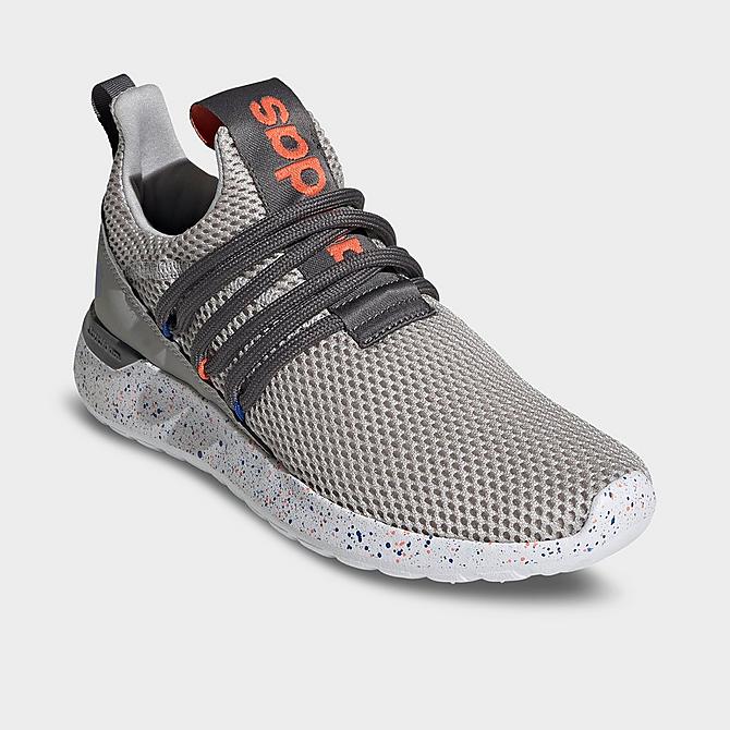 Three Quarter view of Big Kids' adidas Essentials Lite Racer Adapt 3.0 Casual Shoes in Grey/Grey/Grey Click to zoom