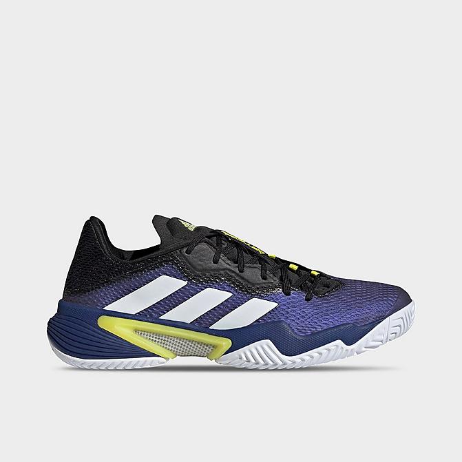 Right view of Men's adidas Barricade Tokyo Tennis Shoes in Blue Metallic/Acid Yellow/Victory Blue Click to zoom