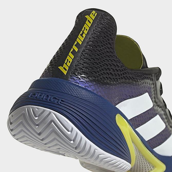 Front view of Men's adidas Barricade Tokyo Tennis Shoes in Blue Metallic/Acid Yellow/Victory Blue Click to zoom
