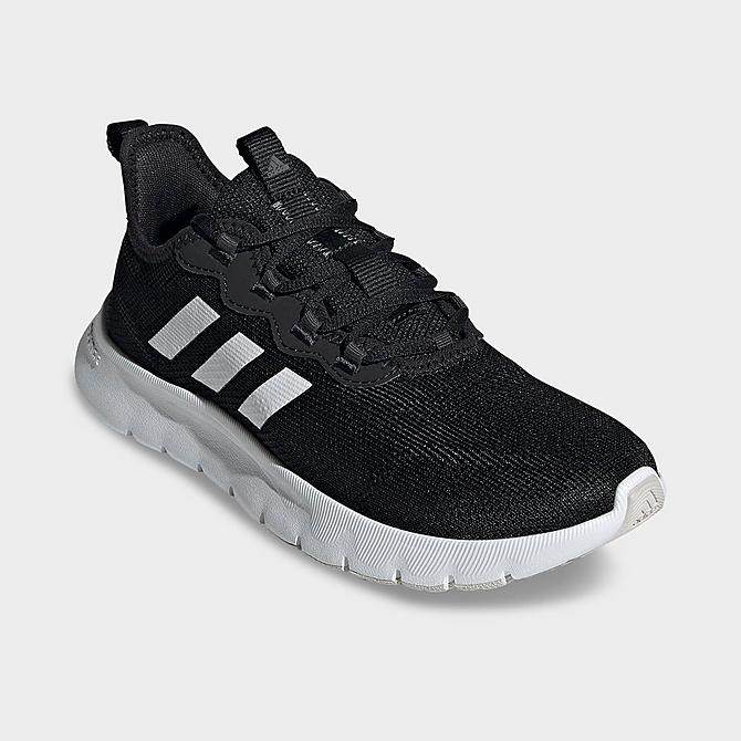 Three Quarter view of Women's adidas Nario Move Running Shoes in Core Black/Cloud White/Grey Click to zoom